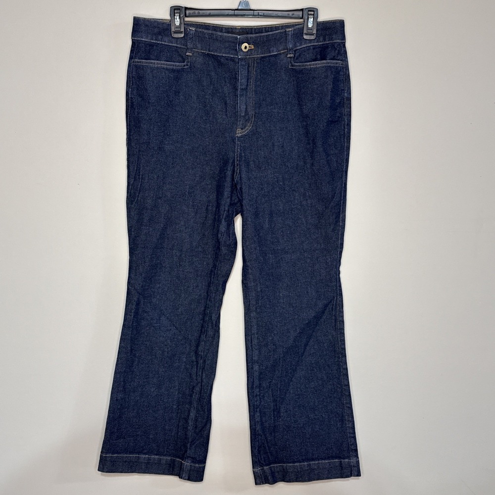 Talbots Flare Jean Womens Size 14P Blue Denim Stretch Petite Mid Rise Bootcut